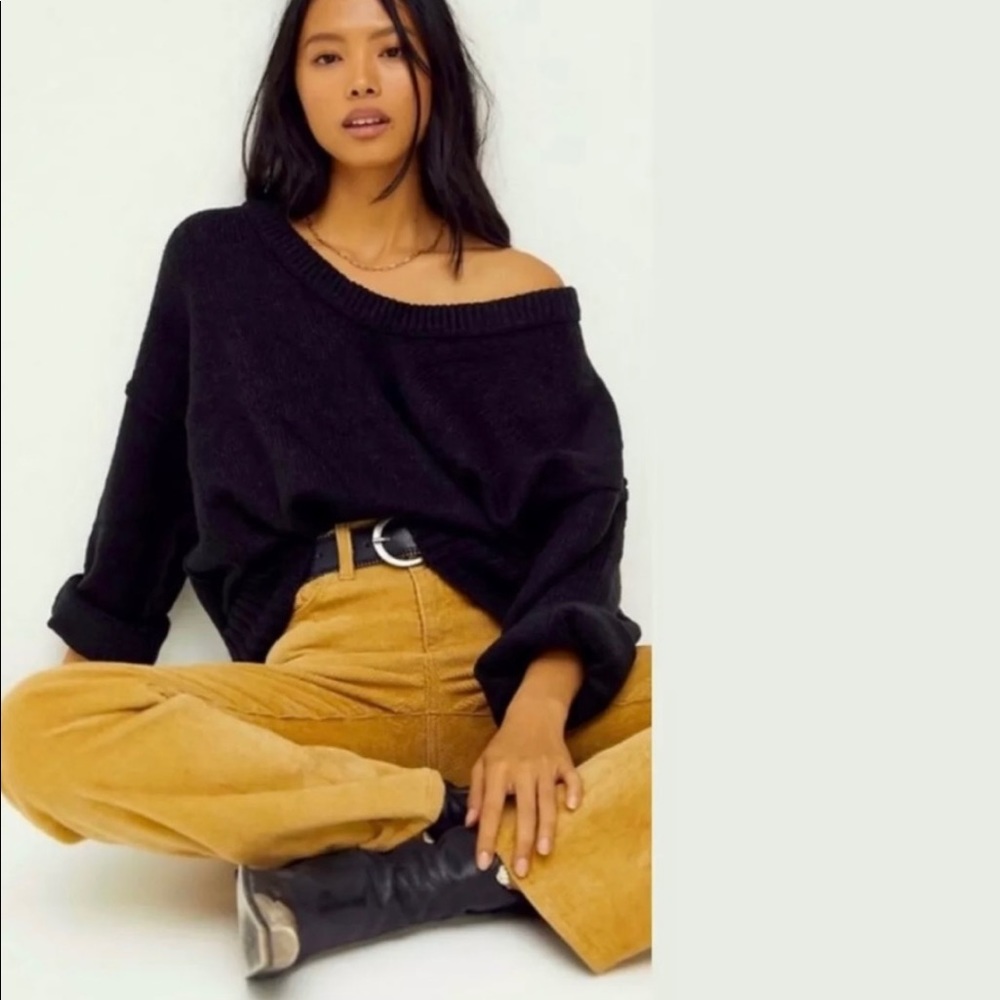 New Free People Brookside Tunic sweater Black M NWT